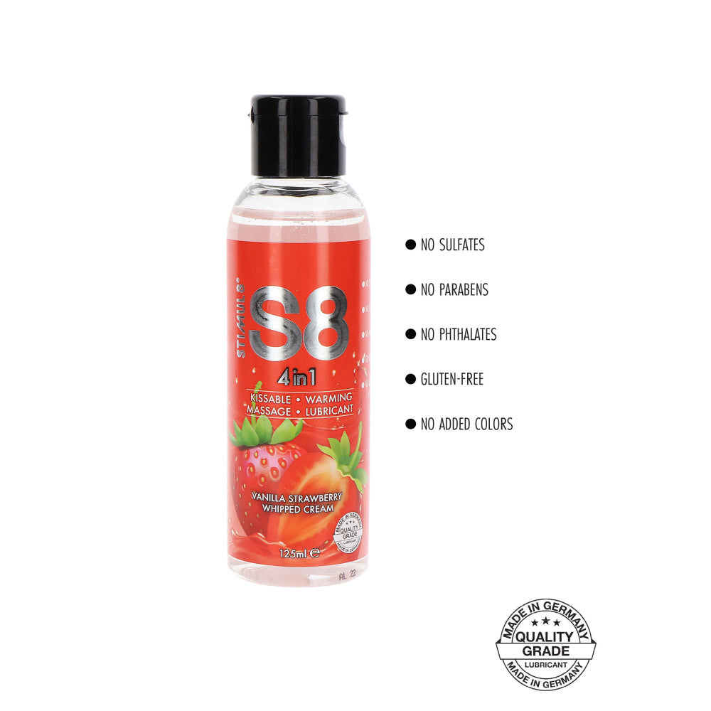 4 in 1 lubricant, massage oil with warming effect Vanilla Strawberry Cream S8 125 ml.