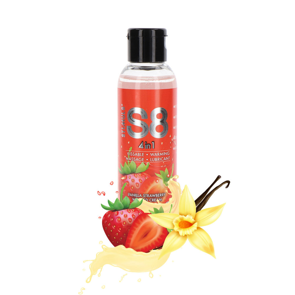 4 in 1 lubricant, massage oil with warming effect Vanilla Strawberry Cream S8 125 ml.