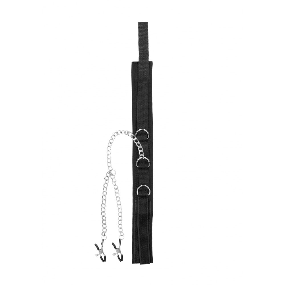 Adjustable Chain Choker with Nipple Clamps Ouch! Black & White