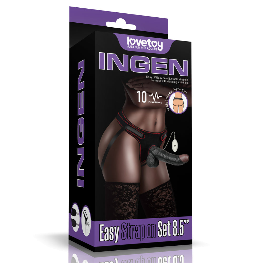 Adjustable Strapon With Vibrating Dildo Ingen Easy Strapon Set 8.5"