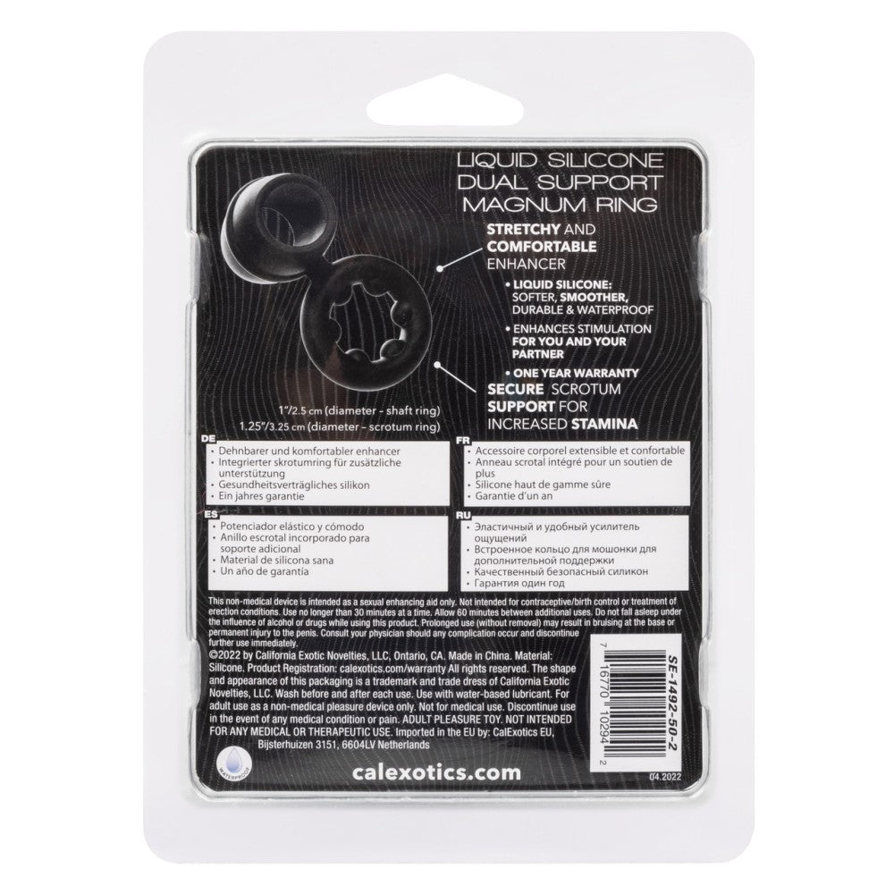 Alpha Dual Magnum Cock Ring Silicone Double Fastener Black
