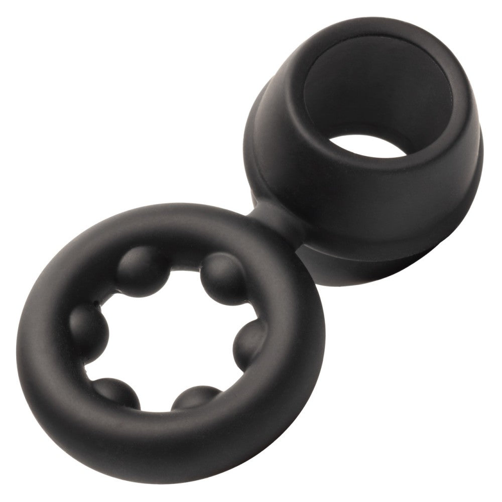 Alpha Dual Magnum Cock Ring Silicone Double Fastener Black