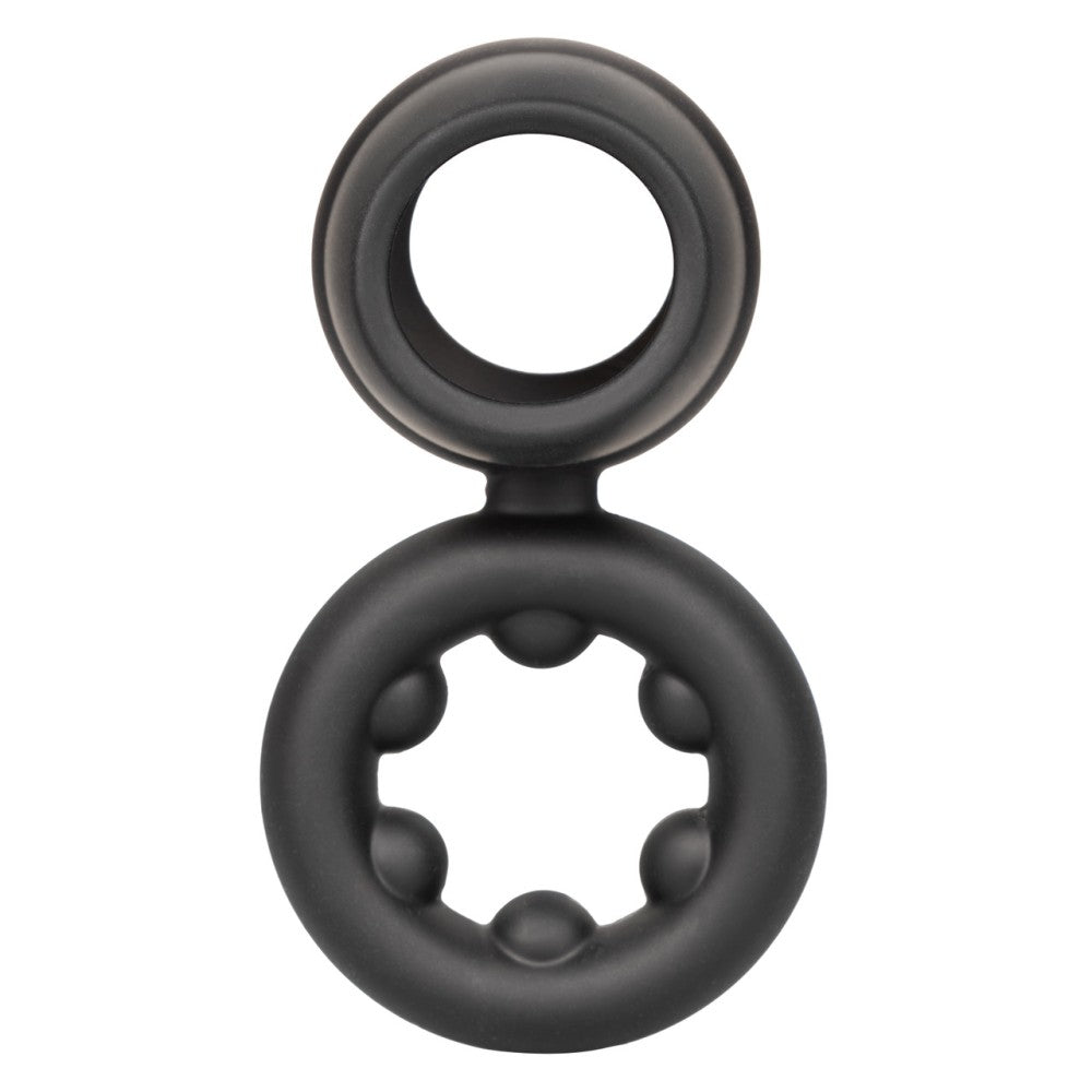 Alpha Dual Magnum Cock Ring Silicone Double Fastener Black