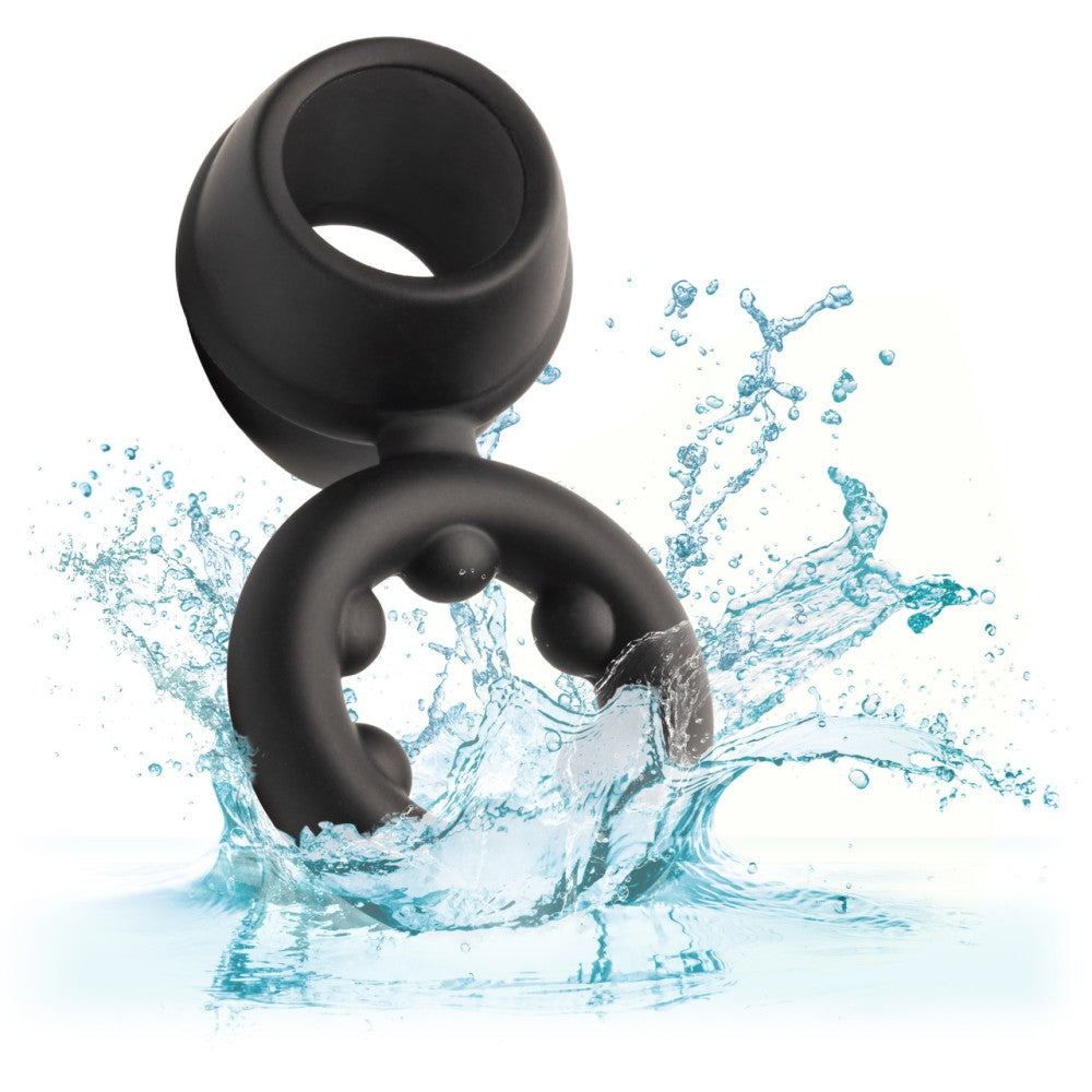 Alpha Dual Magnum Cock Ring Silicone Double Fastener Black