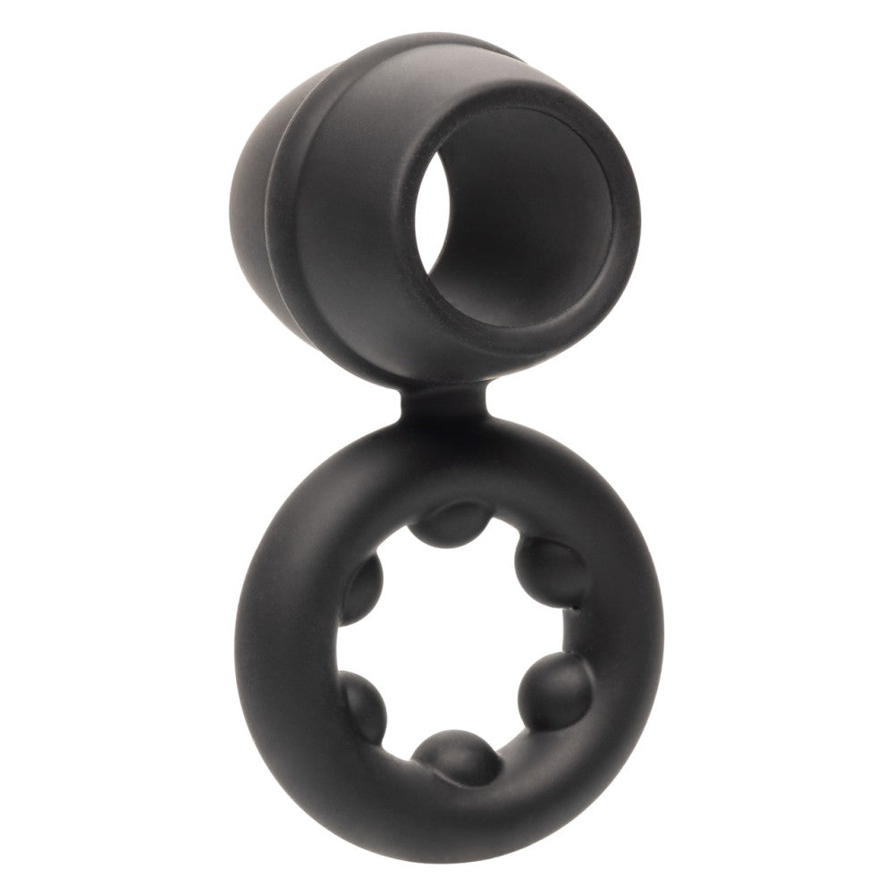 Alpha Dual Magnum Cock Ring Silicone Double Fastener Black