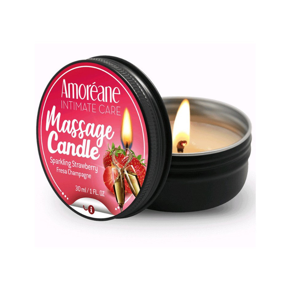 Amoreane strawberry champagne scented massage candle