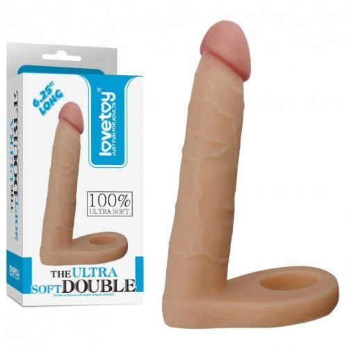 Anal dildo with cock ring The Ultra Soft Double 15.5 cm