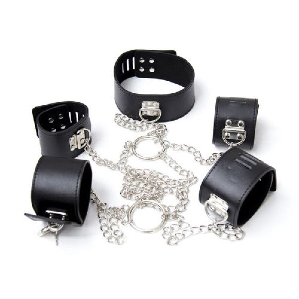 BDSM Hand and Foot Restraint Set with Hogtie Collar