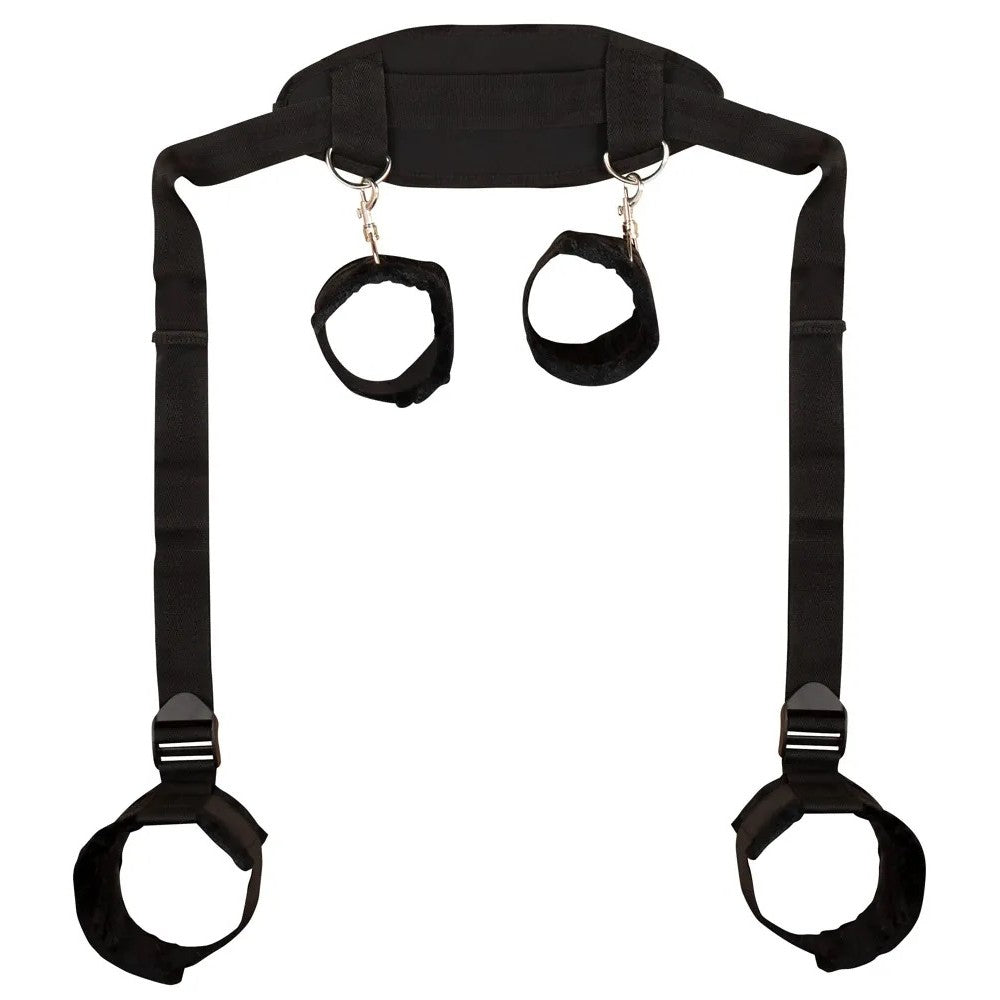 BDSM Set Wrist & Ankle Restraints to Neck with Bad Kitty Eye Mask