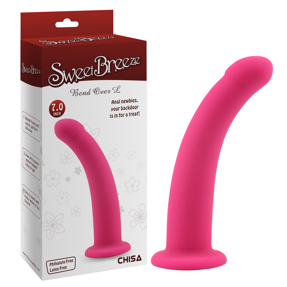 Bend Over L Pink Silicone Dildo