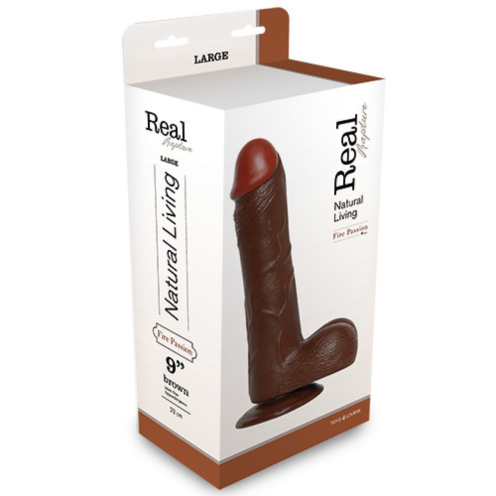 Big realistic dildo Fire Passion 9 brown