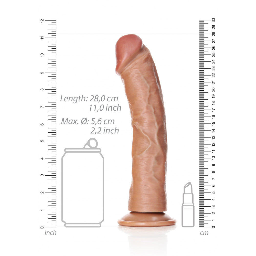 Big realistic dildo Real Rock Curved 10" mocha