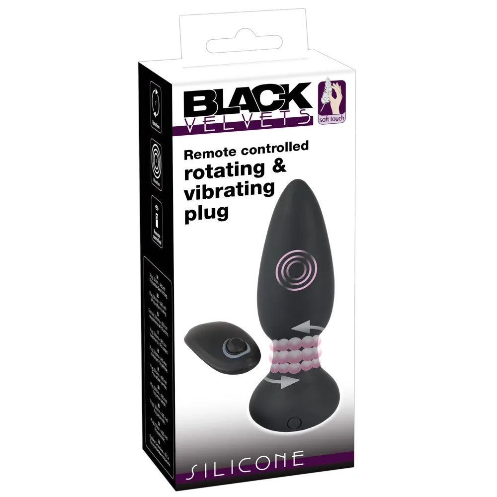 Black Velvets Rechargeable Vibrating Rotating Butt Plug with Remote