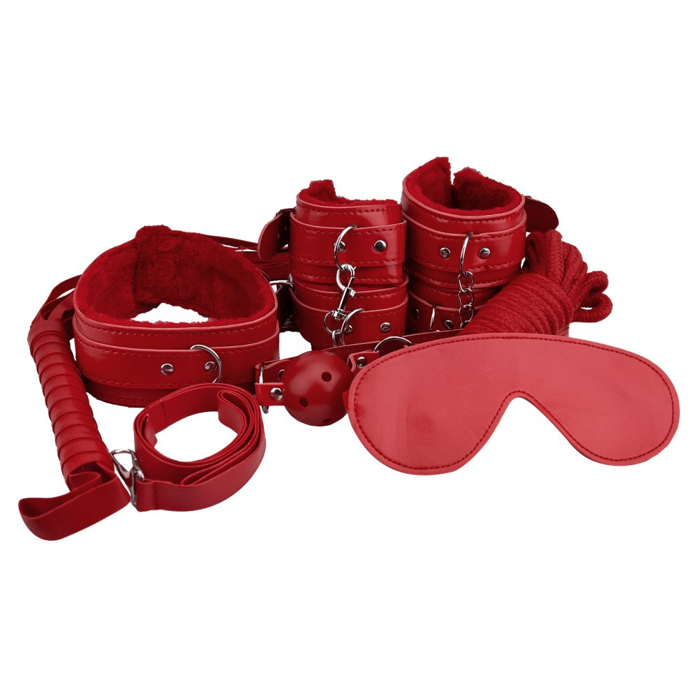 Bondage set of 8 pieces Beginners Bondage Kit red