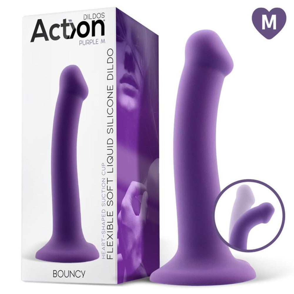 Bouncy M purple vacuum base liquid silicone dildo