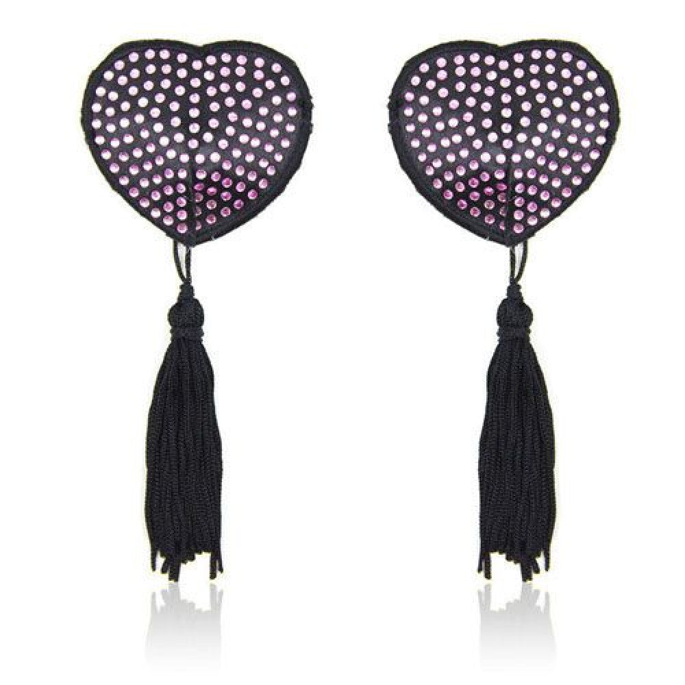 Breast pasties with tassels and pink crystals