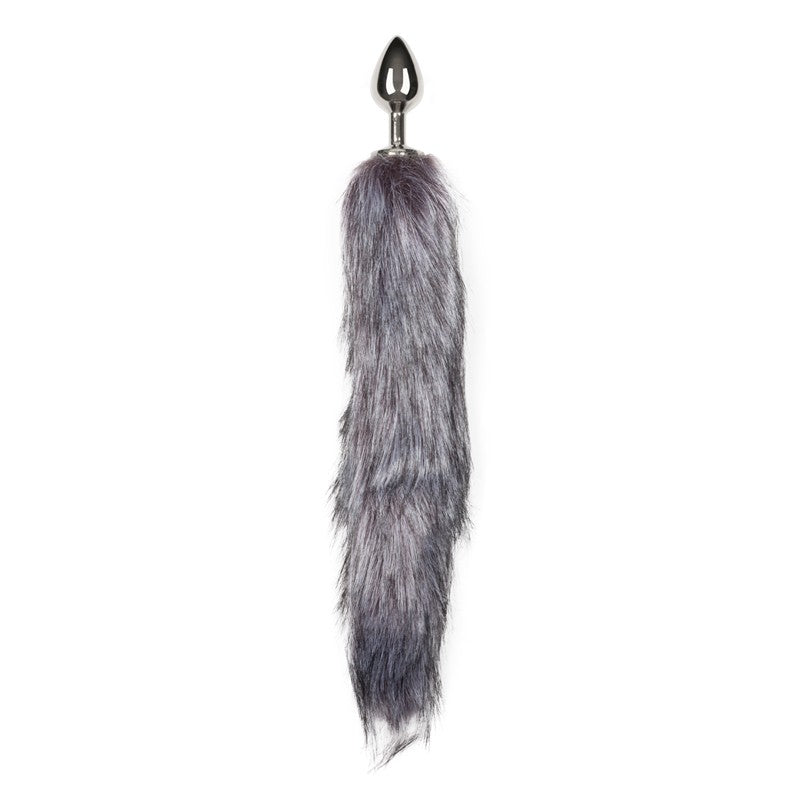 Butt Plug with fluffy foxtail Easy M Grey