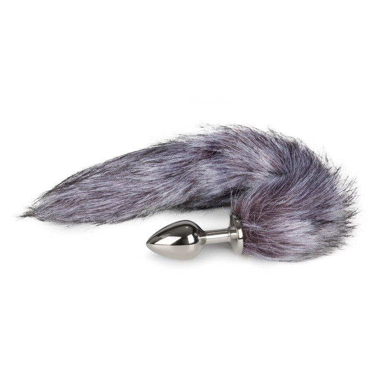 Butt Plug with fluffy foxtail Easy M Grey