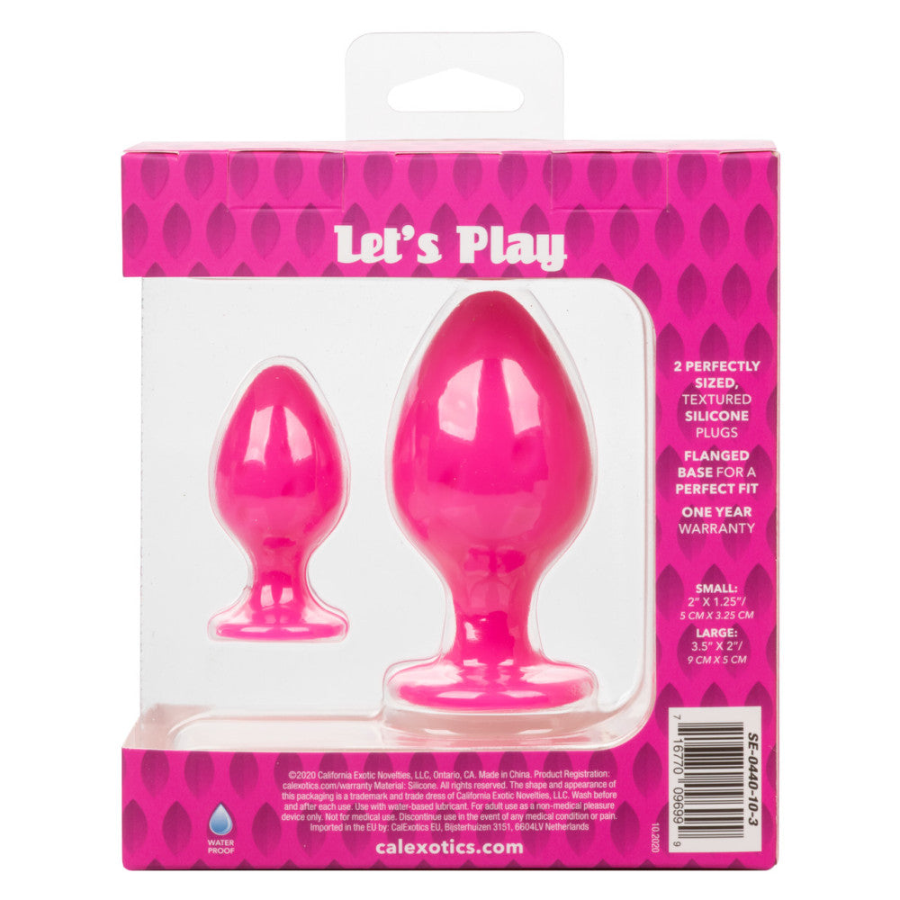 Cheeky Set of 2 Textured Silicone Butt Plugs Pink