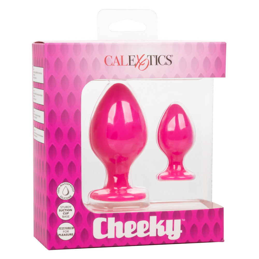 Cheeky Set of 2 Textured Silicone Butt Plugs Pink