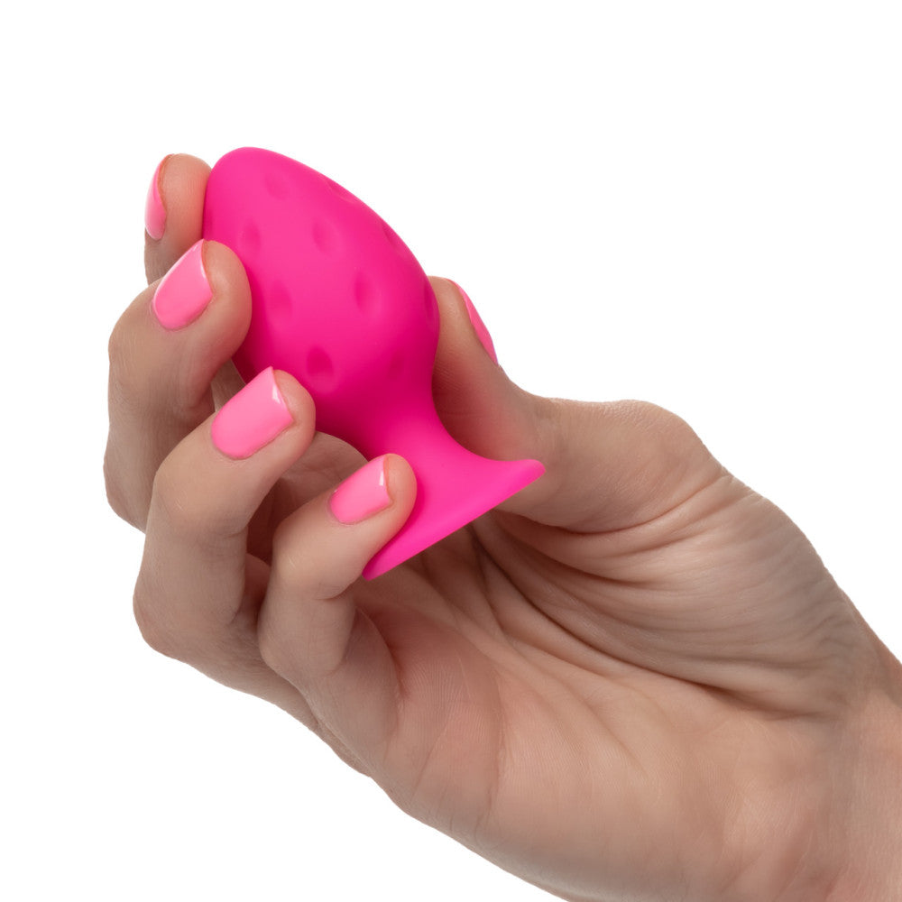 Cheeky Set of 2 Textured Silicone Butt Plugs Pink