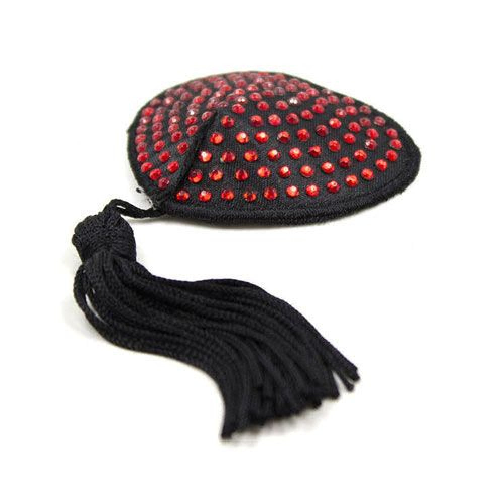 Shine Red Nipple Pasties with Tassels & Crystals