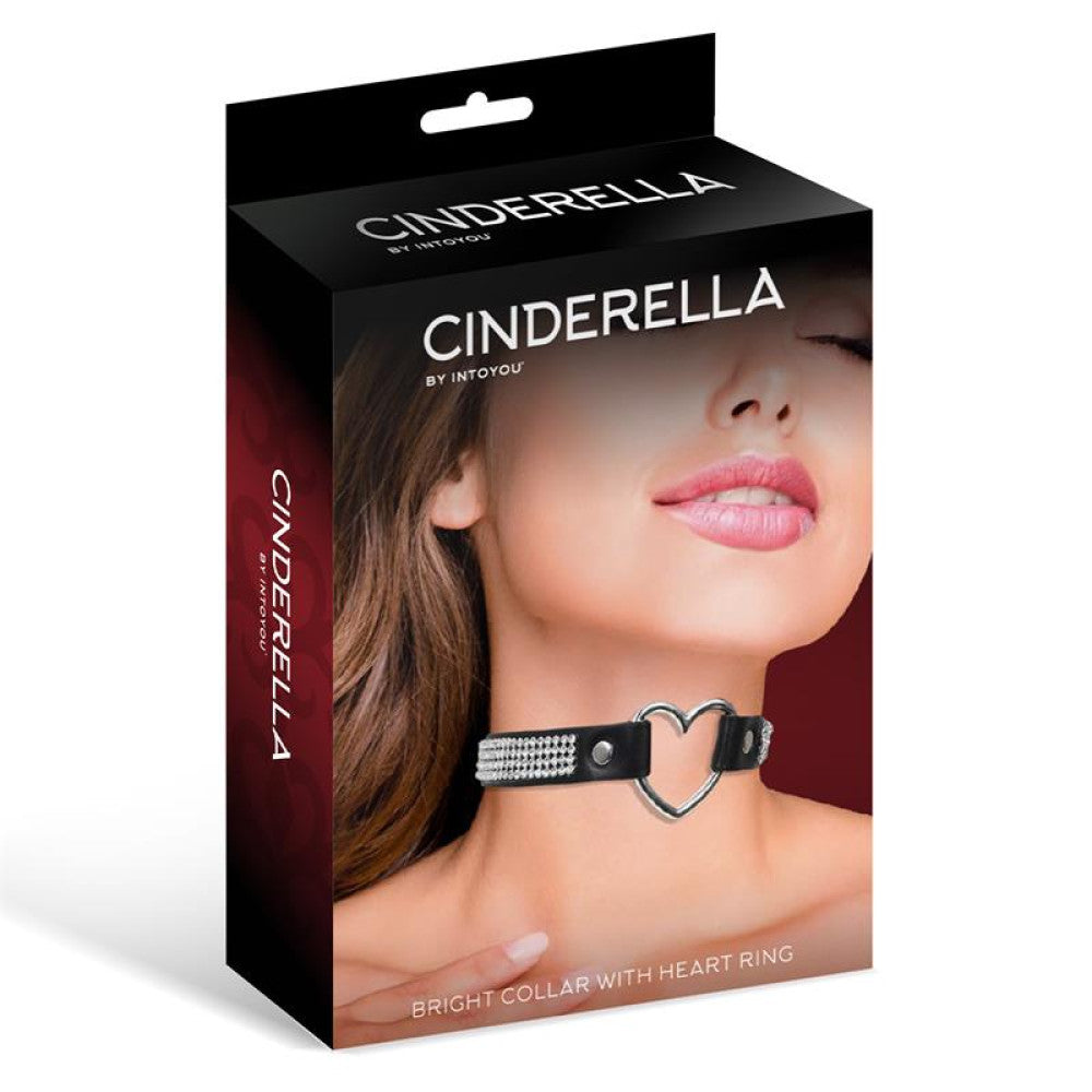 Cinderella adjustable crystal and metal heart choker