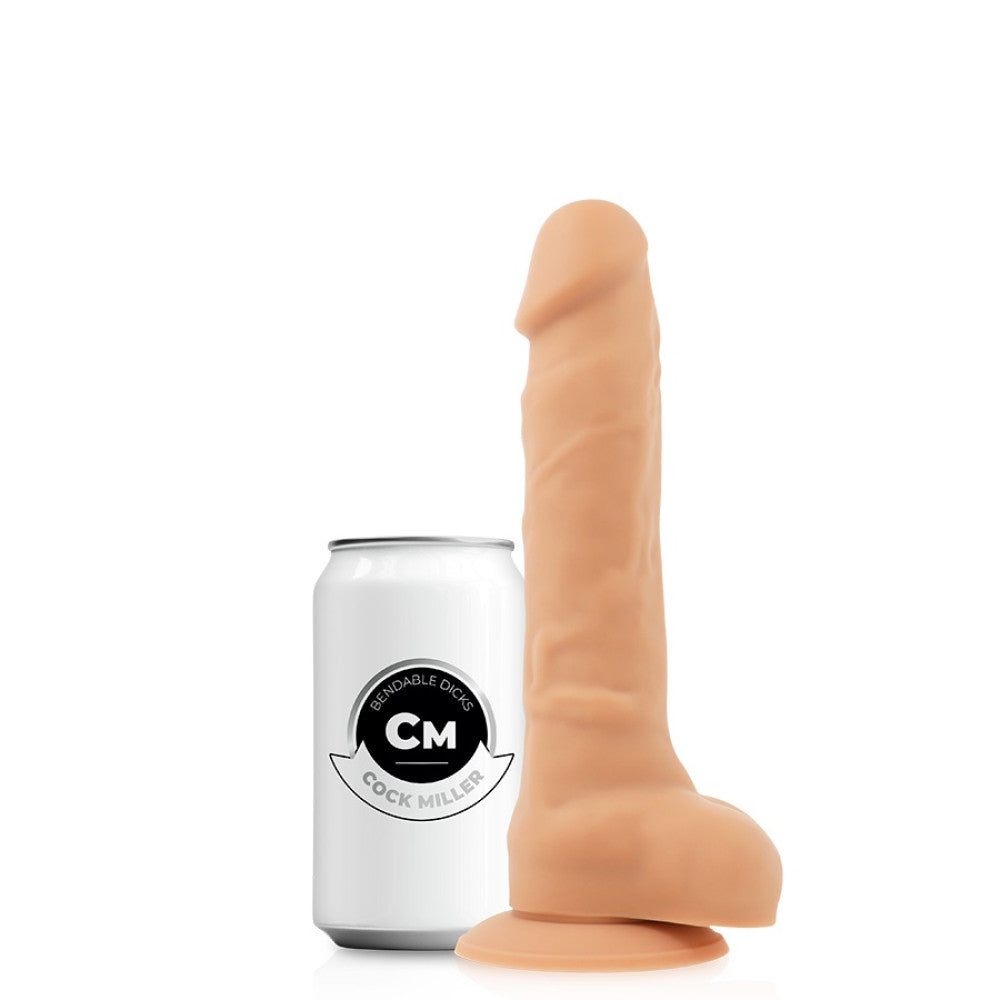 Cock Miller 19.5 cm realistic flexible silicone testicle dildo.