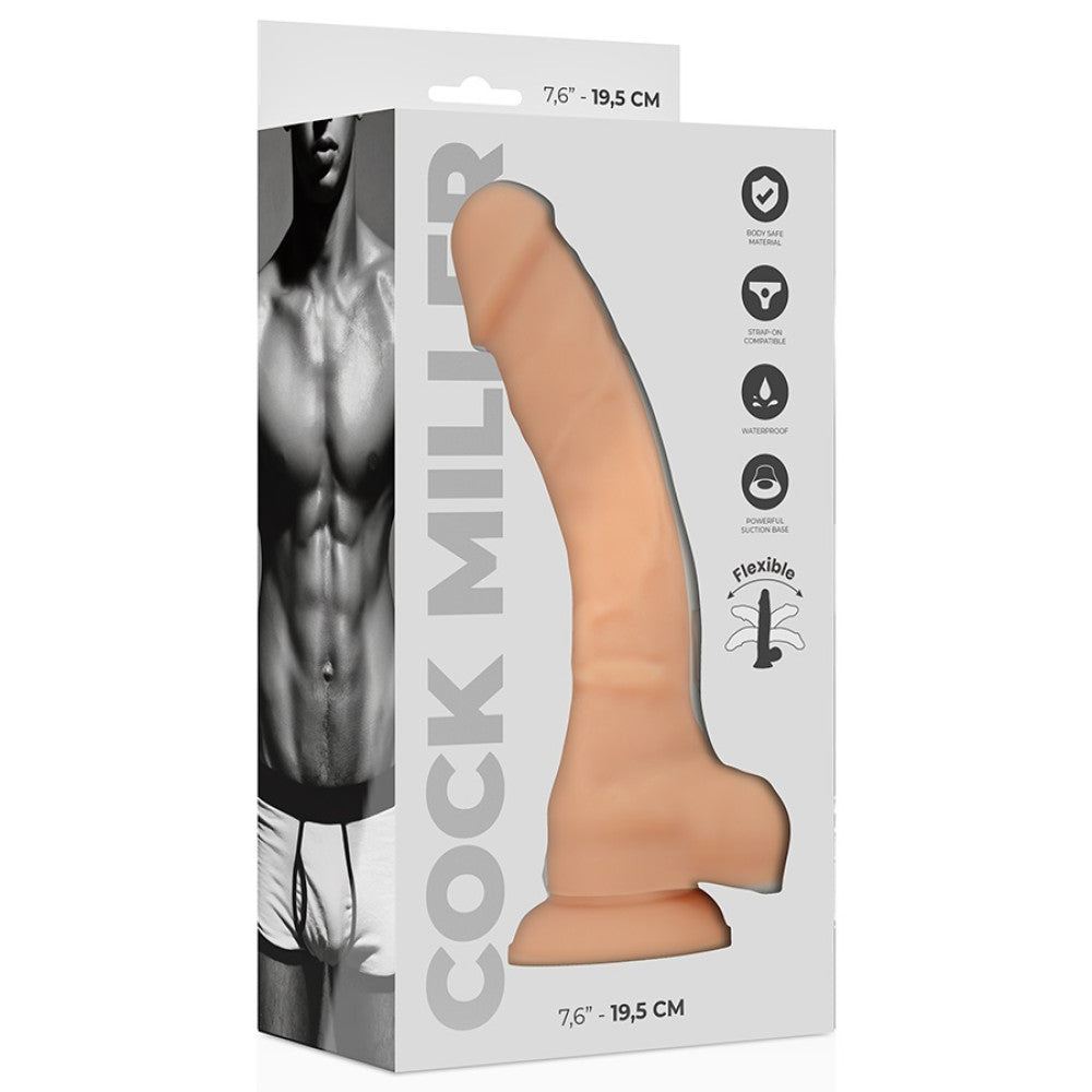 Cock Miller 19.5 cm realistic flexible silicone testicle dildo.