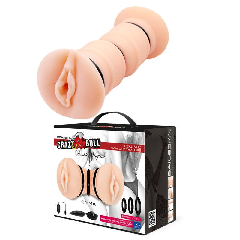 Crazy Bull Emma Realistic Vibrating Vagina Masturbator with 2 Holes