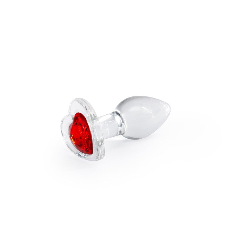 Crystal Desires Red Heart S glass butt plug