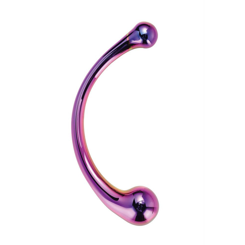 Curved Big Wand multi-colored curved glass dildo