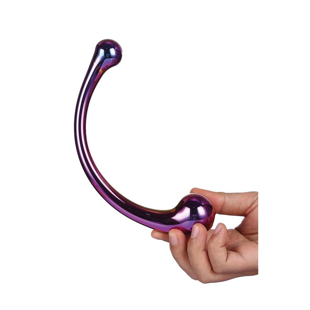 Curved Big Wand multi-colored curved glass dildo