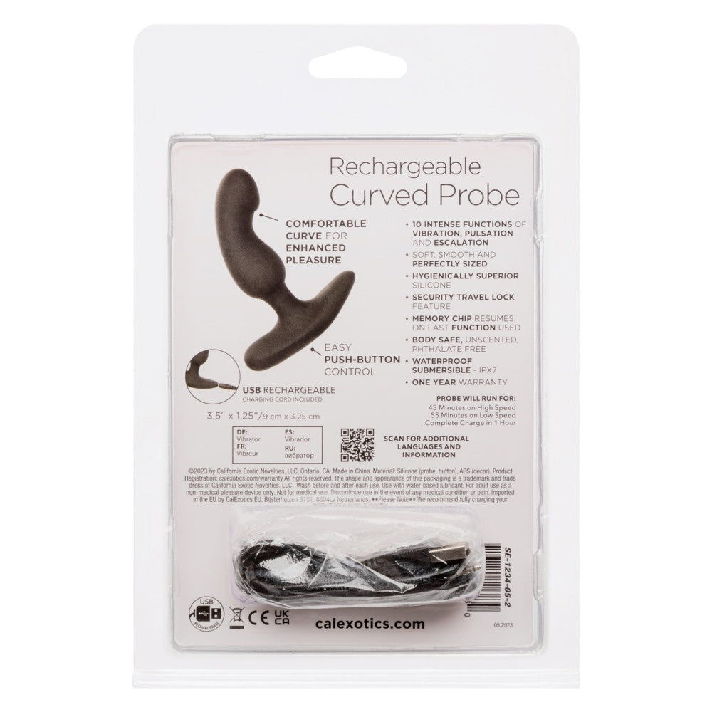 Curved Probe rechargeable silicone anal vibrator