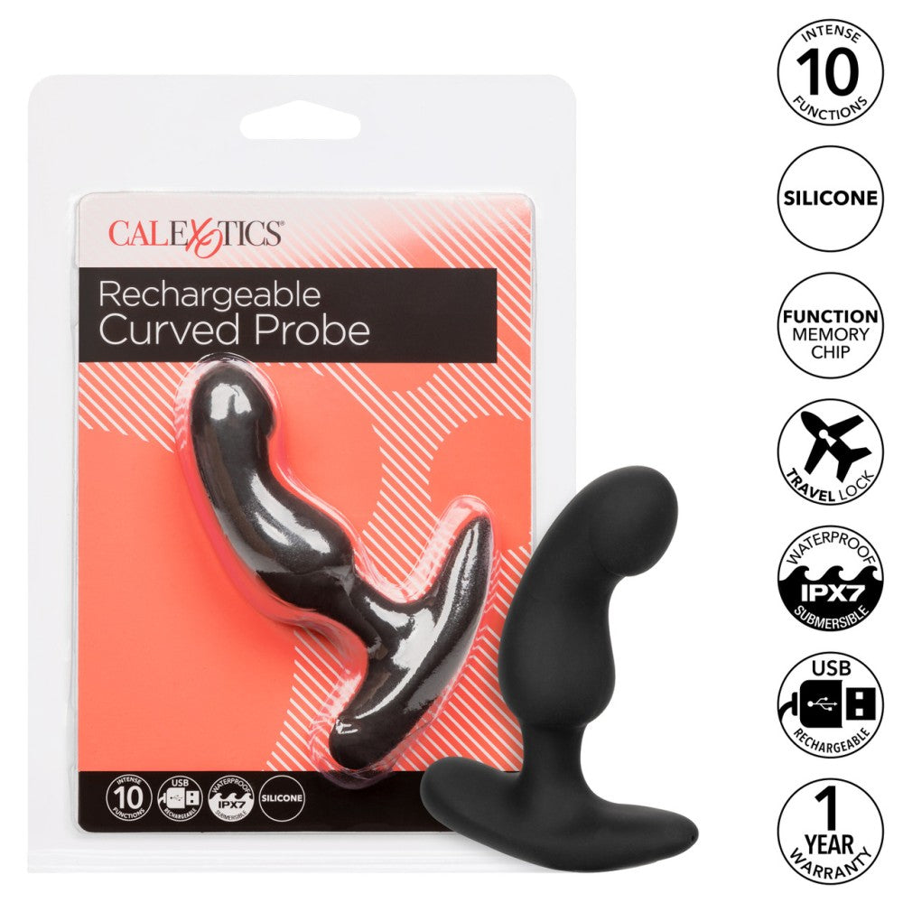 Curved Probe rechargeable silicone anal vibrator