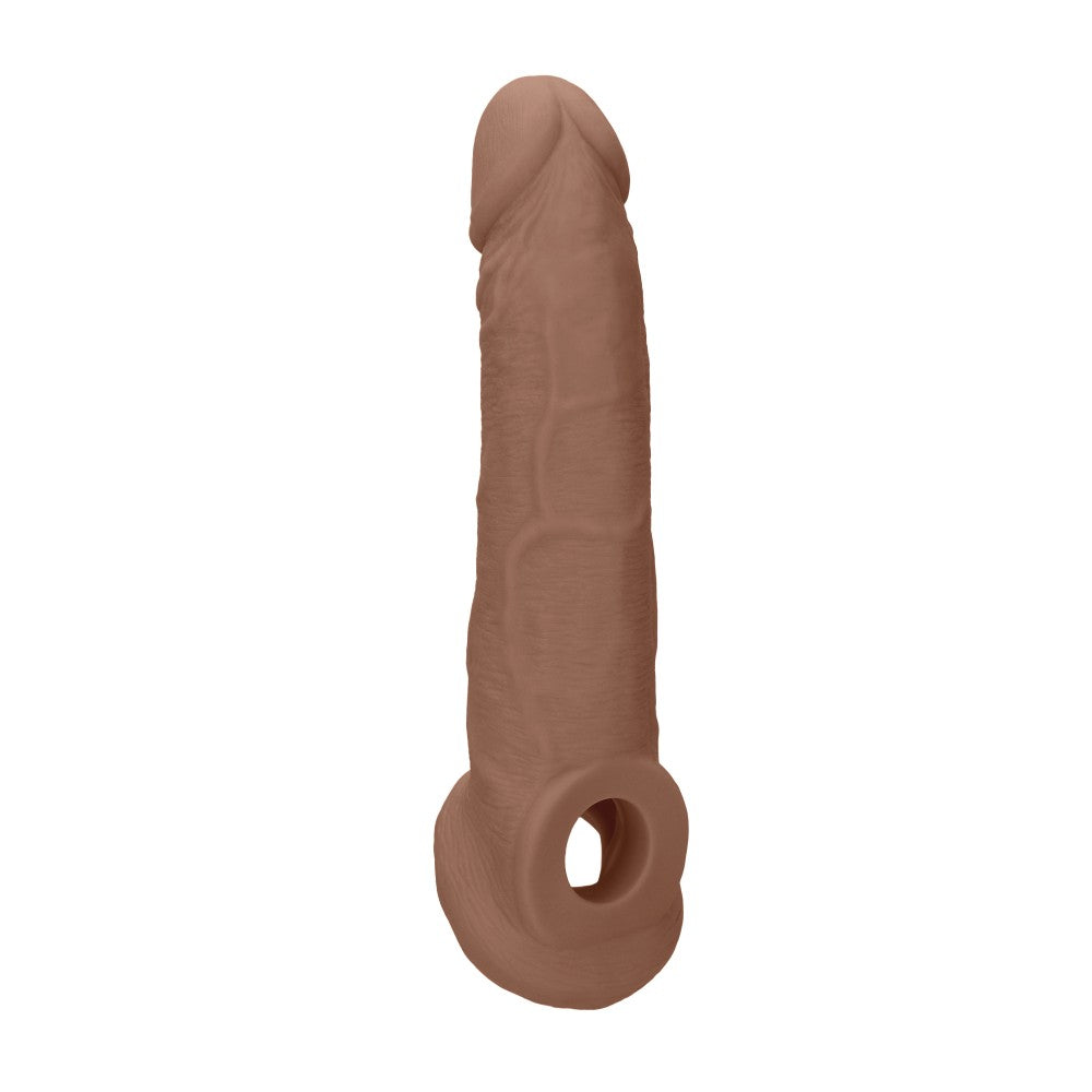 Cyber Skin Penis Extender with Testicle Grip Real Rock Mocha