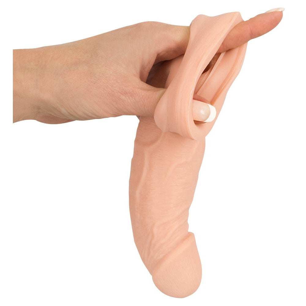 Cyber skin penis extender and thickener with Nature Skin clasp