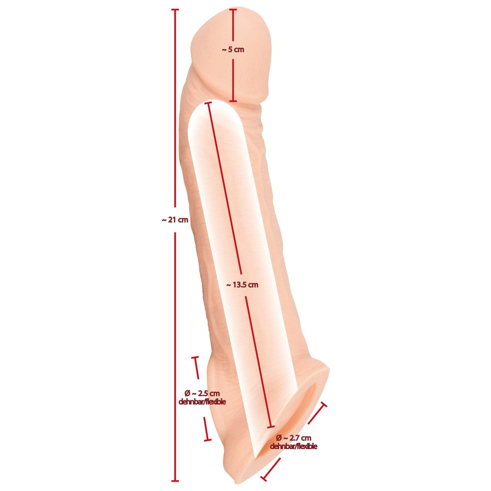 Cyber skin penis extender and thickener with Nature Skin clasp