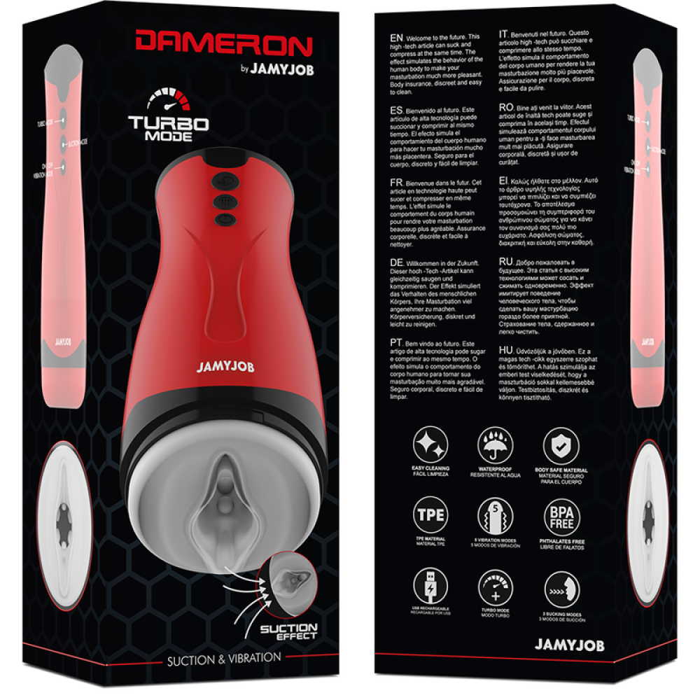 Dameron rechargeable sucking and vibrating masturbator