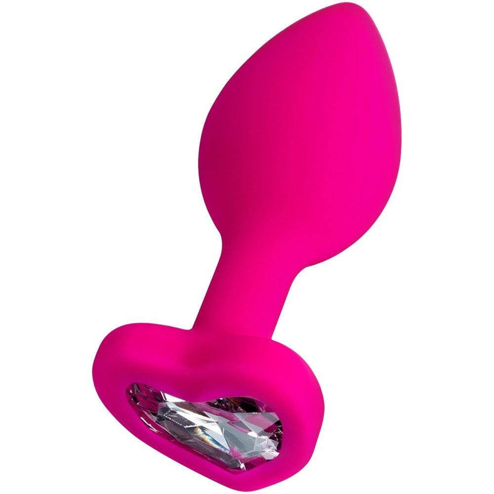 Diamond Heart Silicone Butt plug Pink S