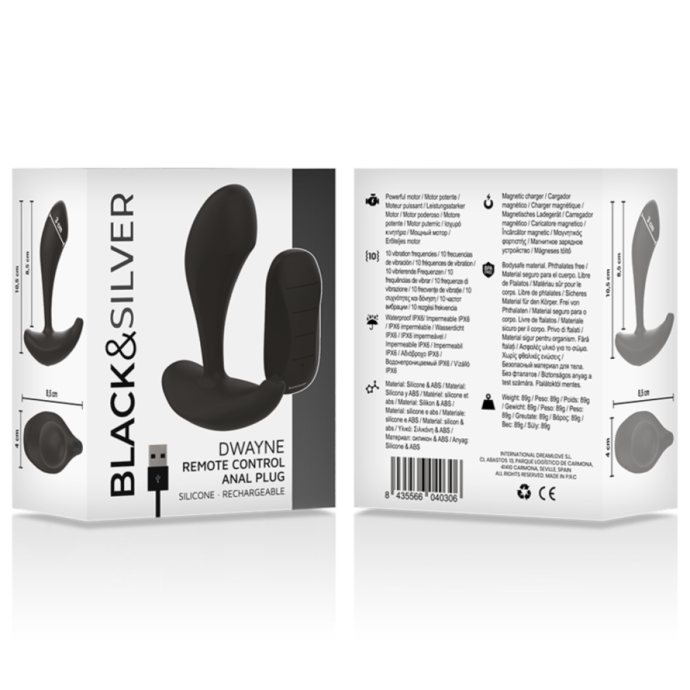 Dwayne Rechargeable Silicone Butt Plug with Remote