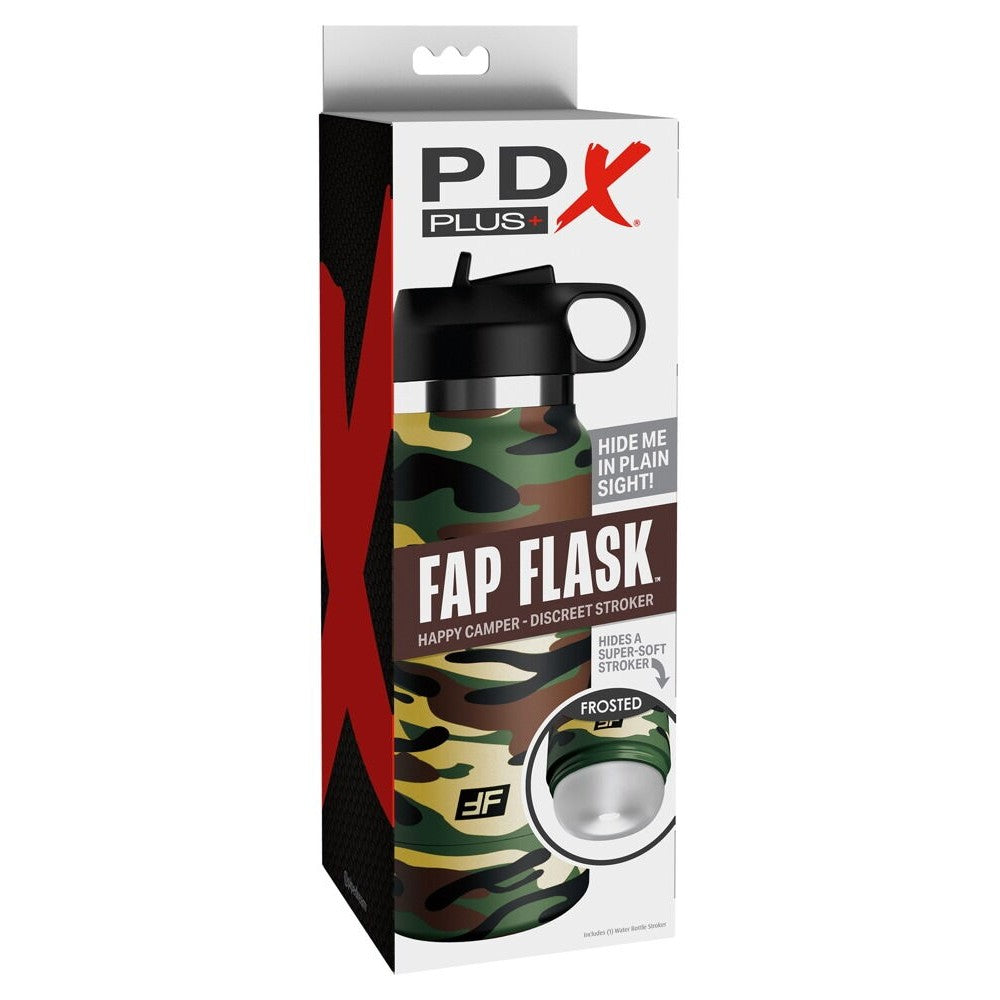 Discreet masturbator bottle PDX Plus Fap Flask Happy Camper camouflage colour