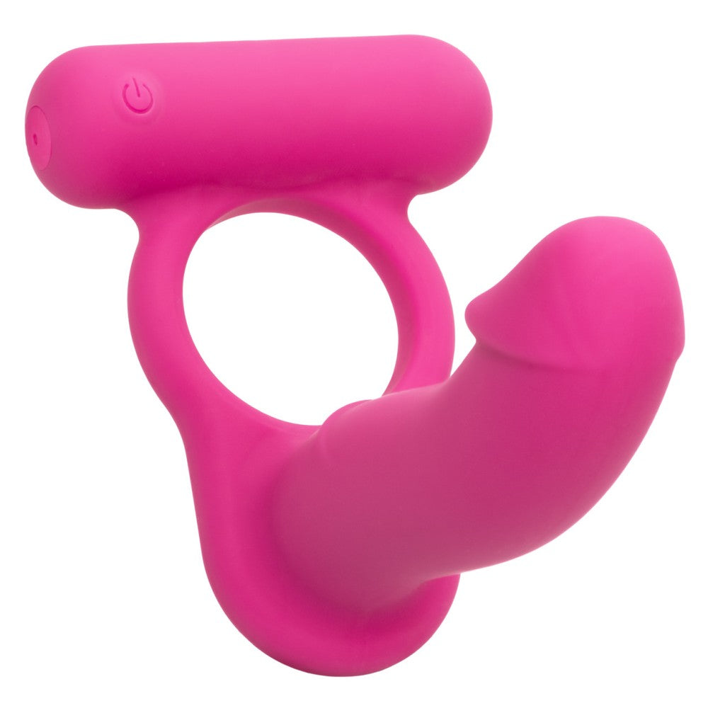 Double Diver Rechargeable Silicone Vibrating Cock Ring with Anal Dildo
