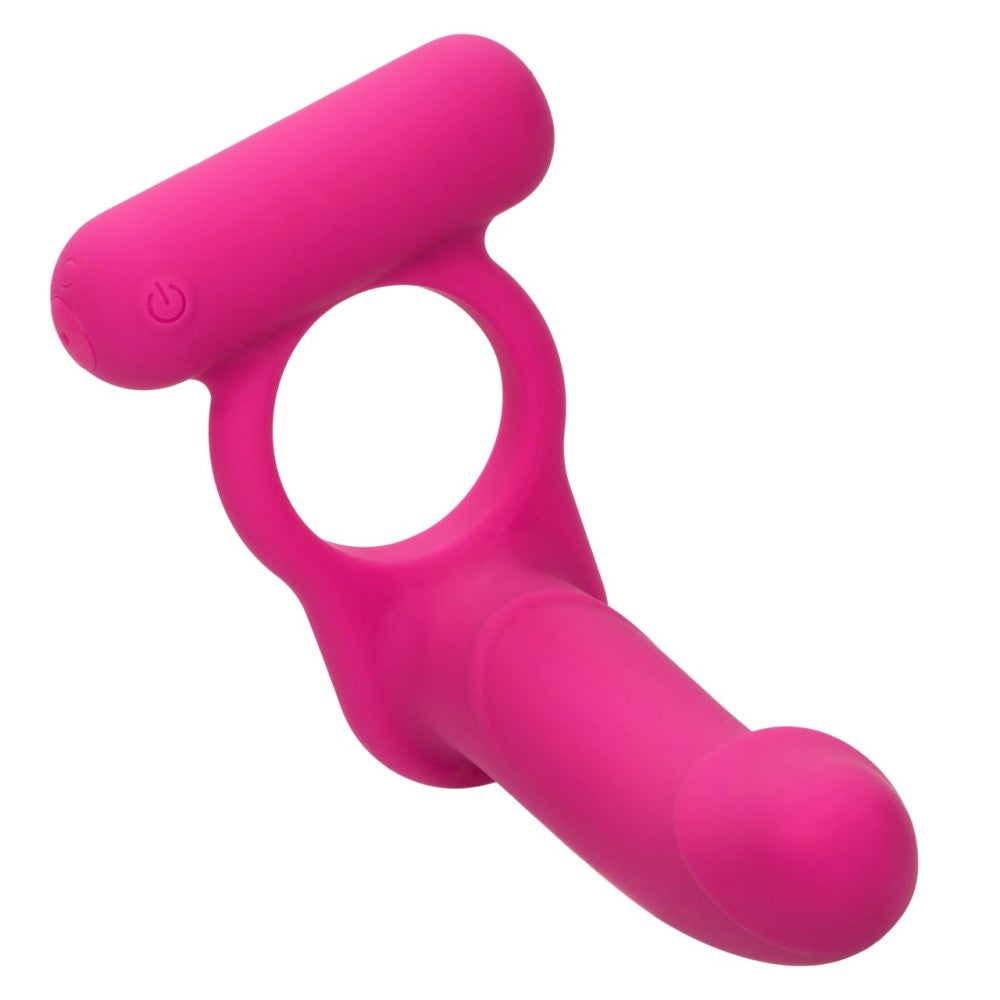Double Diver Rechargeable Silicone Vibrating Cock Ring with Anal Dildo