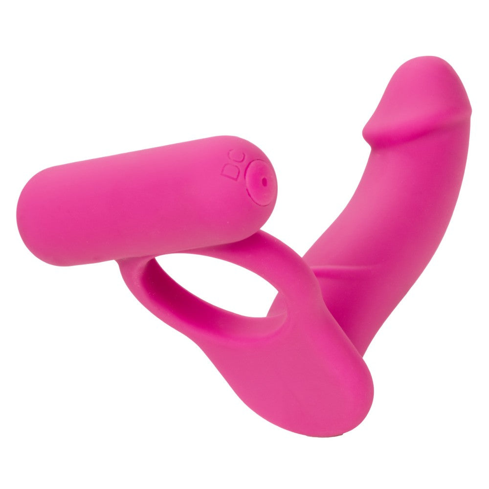 Double Diver Rechargeable Silicone Vibrating Cock Ring with Anal Dildo
