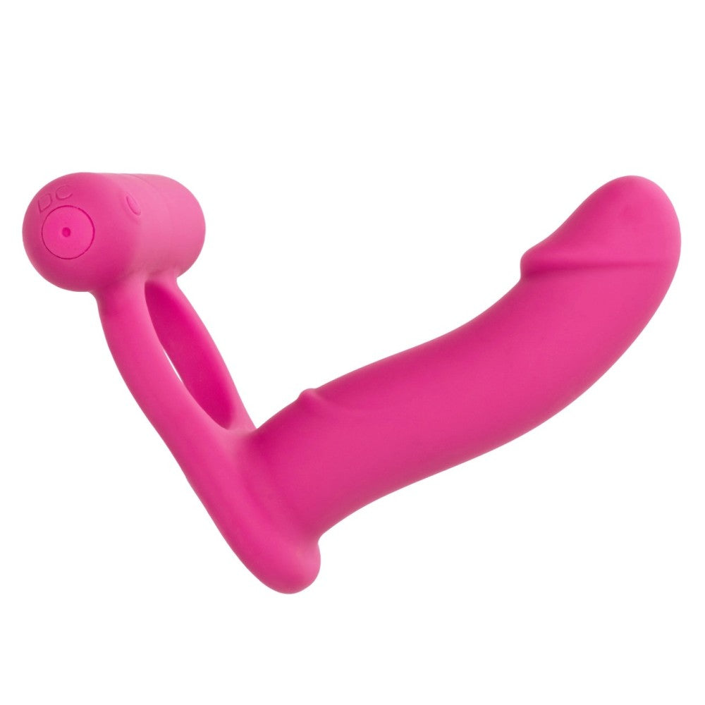 Double Diver Rechargeable Silicone Vibrating Cock Ring with Anal Dildo