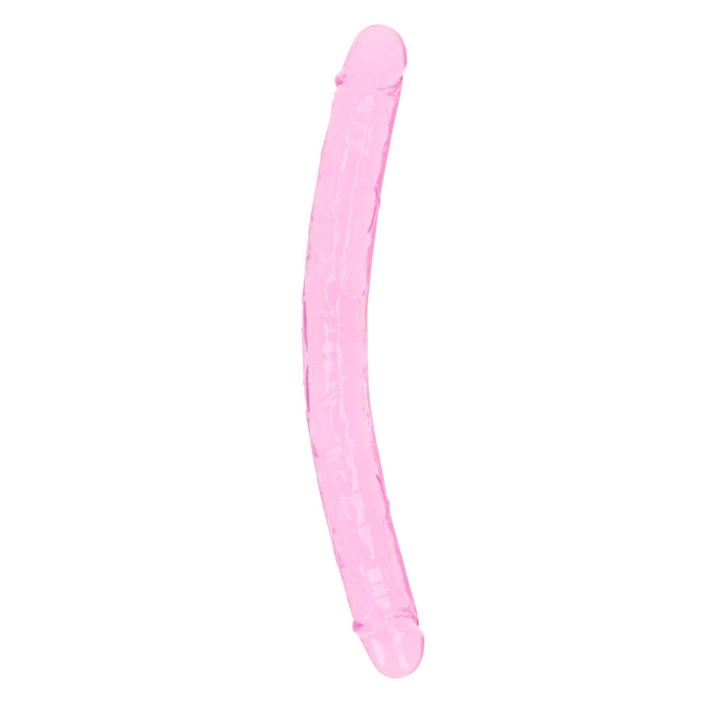 Double Ended Jelly Dildo Real Rock Crystal Clear 13" Pink