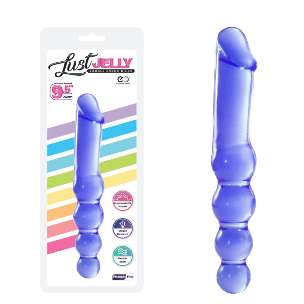 Double Jelly Dildo 24 cm. Transparent Purple