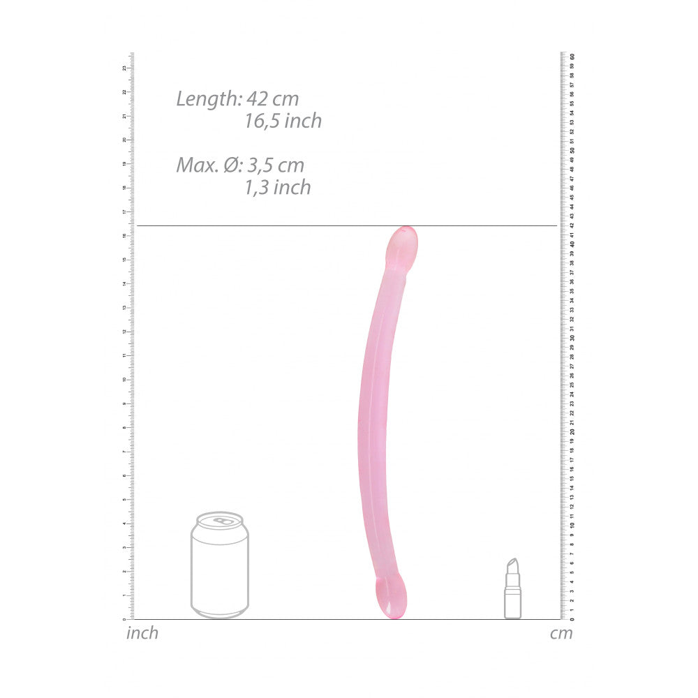 Double Jelly Dildo Real Rock Crystal Clear 17" Pink