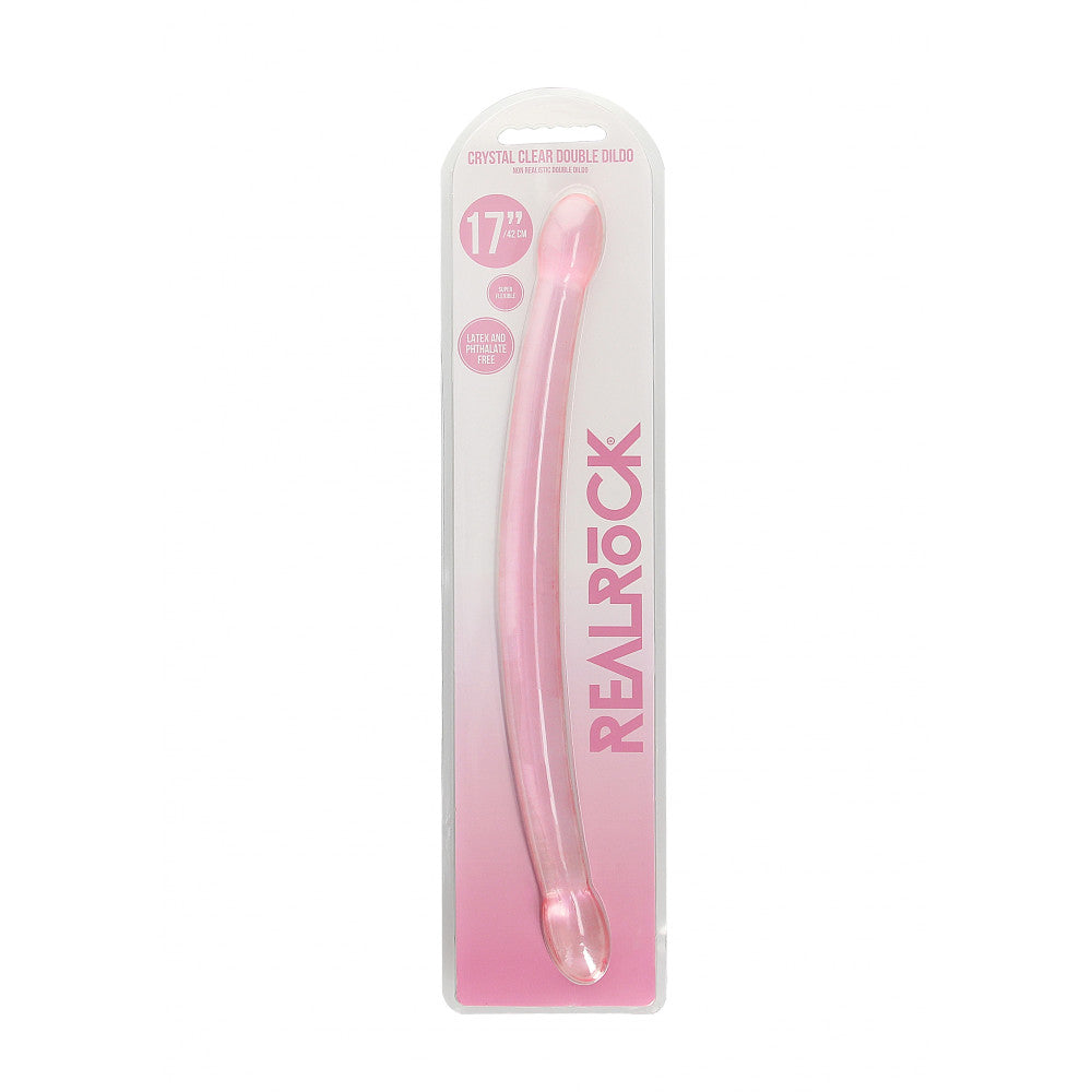 Double Jelly Dildo Real Rock Crystal Clear 17" Pink